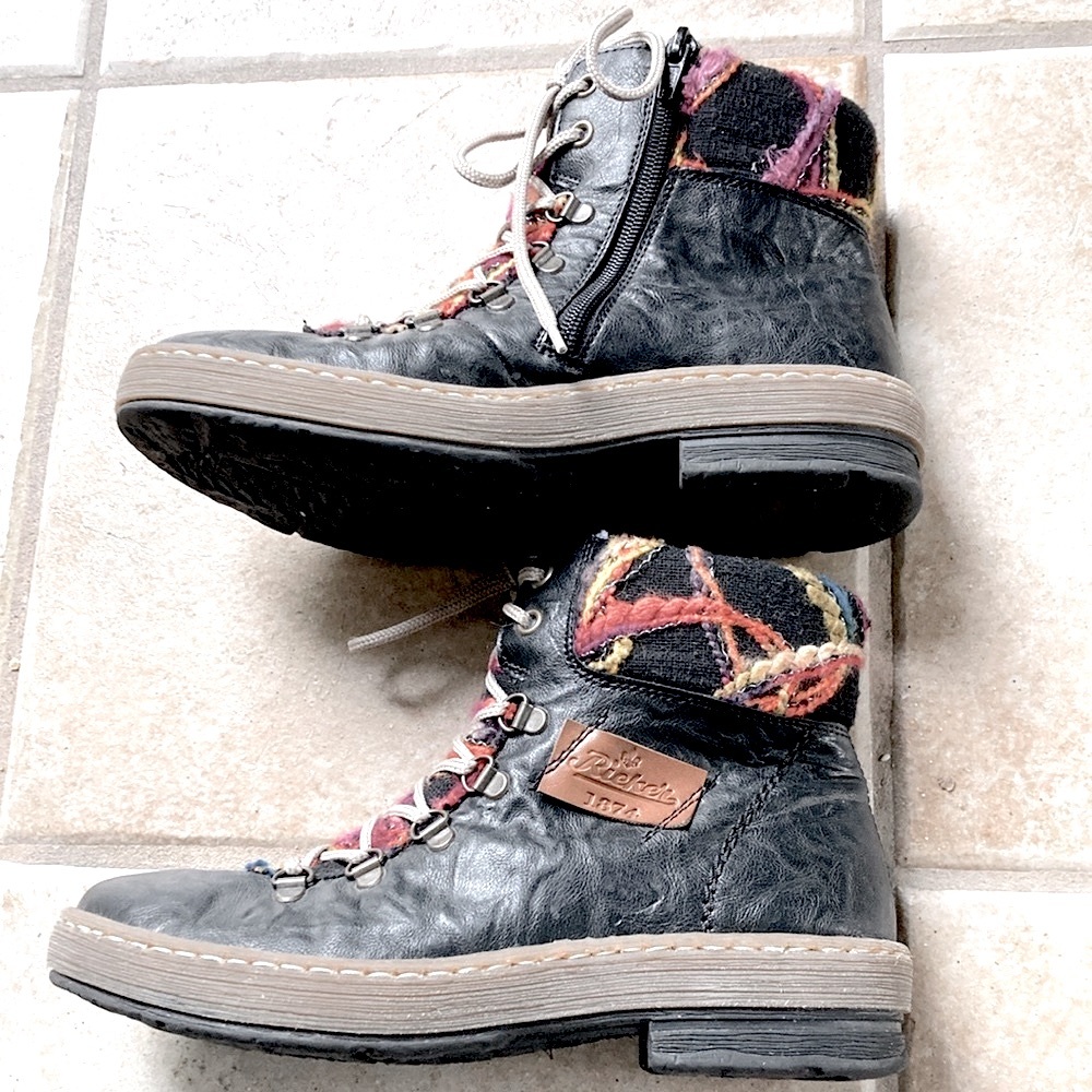 Rieker Boots Felicitas 43 Ankle Boot Black/Nuss/Multi 37 Size 6.5 - Picture 7 of 8